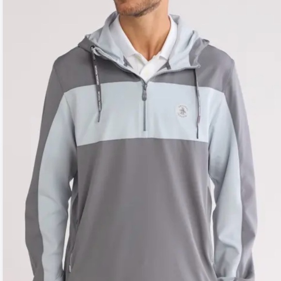 NEW Original Penguin 1/4 Zip Gray Golf Hooded Lightweight Jacket Mens Size XXL